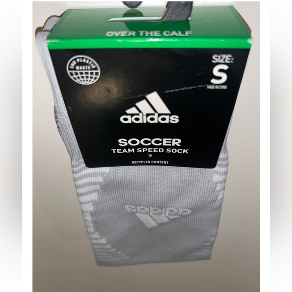 Adidas Team Speed OTC Soccer Socks 1 Pair Youth 13C-4Y Gray & White w Logo NEW! - Picture 11 of 11